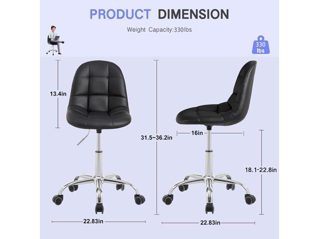 VECELO Soft Desk Chair, Stylish Casual Vanity Seat, Armless with Comfy Lumbar Support, PU Leather Hight Adjustable, 360° Rolling Swivel for Study,...
