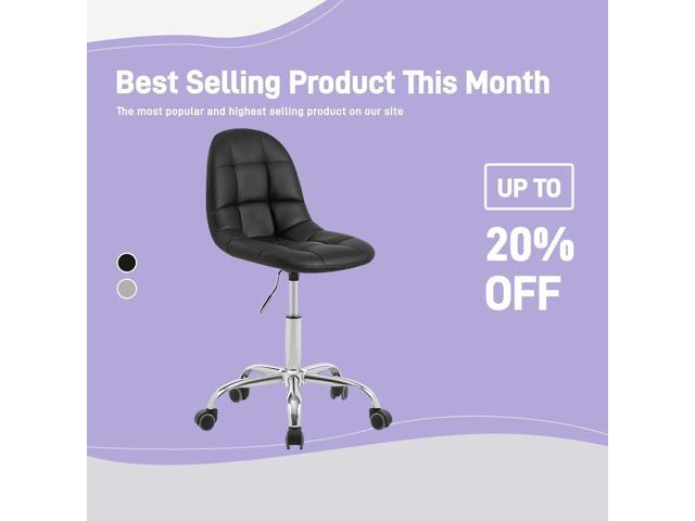 VECELO Soft Desk Chair, Stylish Casual Vanity Seat, Armless with Comfy Lumbar Support, PU Leather Hight Adjustable, 360° Rolling Swivel for Study,...