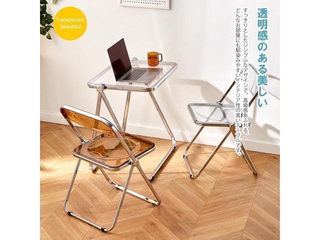 KAIHAOWIN Folding TV Tray Table- Clear Acrylic Foldable Table No Assembly Required Tiny Desk for Home Office Side Table Small Computer Desk for...
