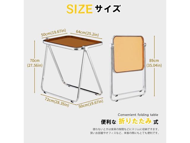 KAIHAOWIN Folding TV Tray Table- Clear Acrylic Foldable Table No Assembly Required Tiny Desk for Home Office Side Table Small Computer Desk for...