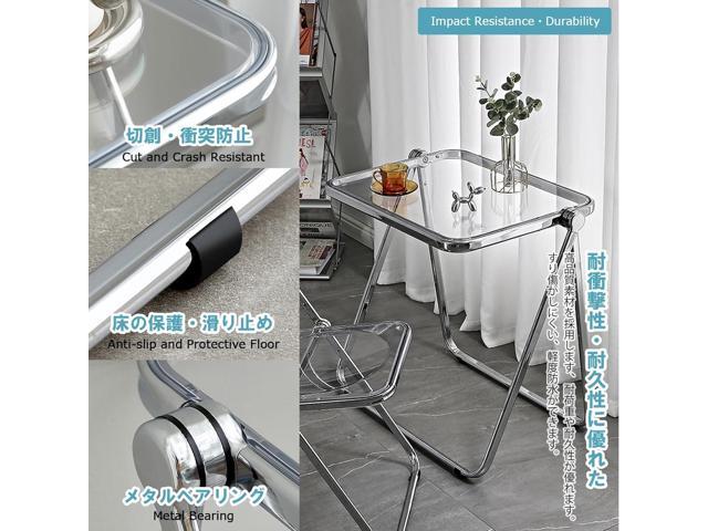KAIHAOWIN Folding TV Tray Table- Clear Acrylic Foldable Table No Assembly Required Tiny Desk for Home Office Side Table Small Computer Desk for...