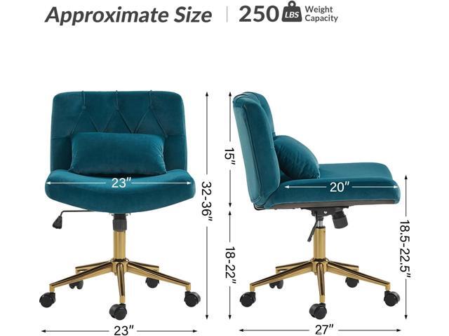 HULALA HOME Criss Cross Chair with Wheels, Criss Cross Legged Wide Seat Desk Chair, Modern Home Office Chair with Lumbar Pillow, Comfy Computer...