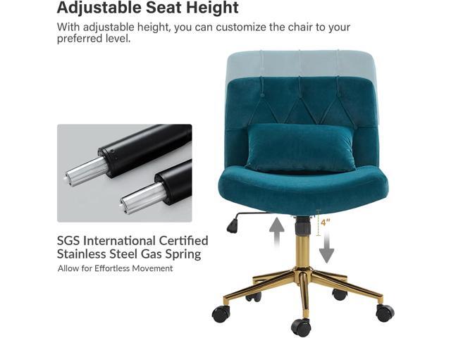 HULALA HOME Criss Cross Chair with Wheels, Criss Cross Legged Wide Seat Desk Chair, Modern Home Office Chair with Lumbar Pillow, Comfy Computer...