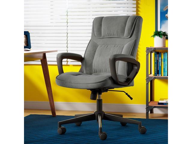 Serta Executive Office Chair Ergonomic Computer Upholstered Layered Body Pillows, Contoured Lumbar Zone, Base, Fabric, Black/Grey