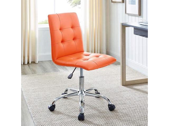 Modway Prim Ribbed Armless Mid Back Swivel Conference Office Chair In Orange