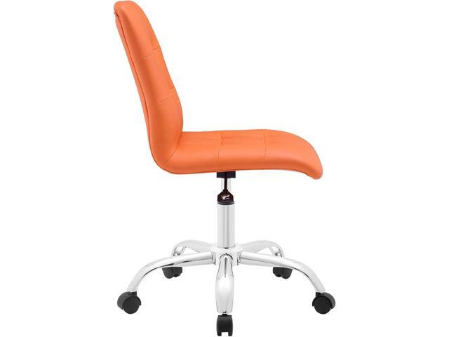 Modway Prim Ribbed Armless Mid Back Swivel Conference Office Chair In Orange