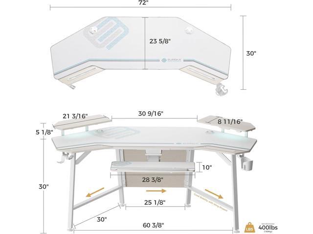 EUREKA ERGONOMIC 72' Computer Desk W Keyboard Tray, Wing-Shaped Music Studio Desk, Large Gaming Desk W LED Convertible Monitor Stand Dual Headphone...