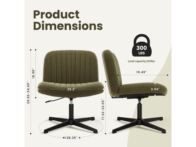 Criss Cross Chair, Velvet Cross Legged Office Chair no Wheels, Armless Wide Seat Desk Chair with Adjustable Height for Home, Vanity, Bedroom (Green)