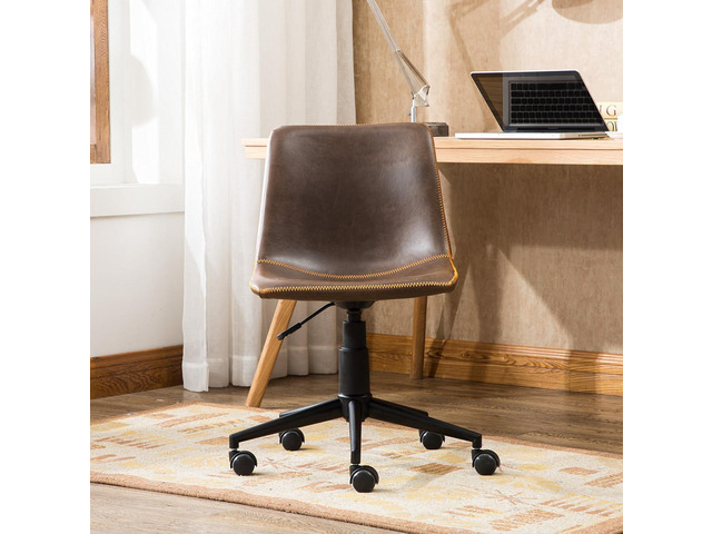 Roundhill Furniture Cesena Faux Leather 360 Swivel Air Lift Office Chair, Brown
