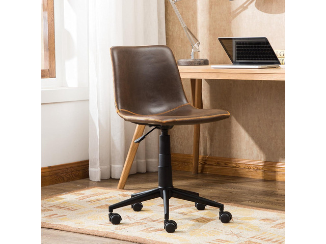 Roundhill Furniture Cesena Faux Leather 360 Swivel Air Lift Office Chair, Brown