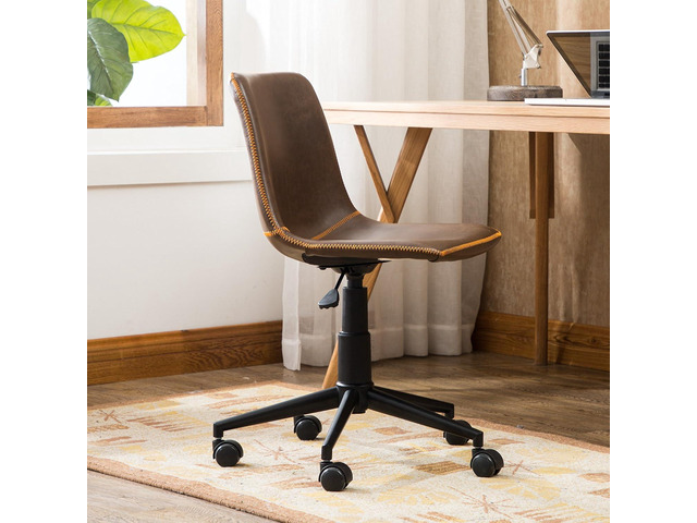 Roundhill Furniture Cesena Faux Leather 360 Swivel Air Lift Office Chair, Brown
