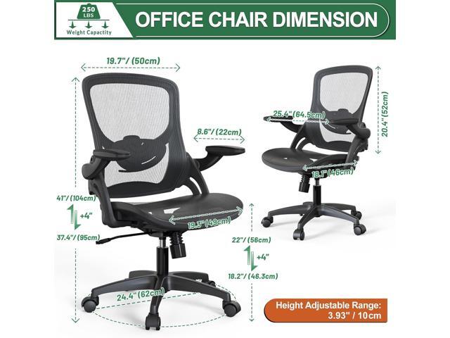 Ergonomic Comfy Mesh Home Office Computer Desk Chair with Height Adjustable Lumbar Support with Flip up Arms for Adult