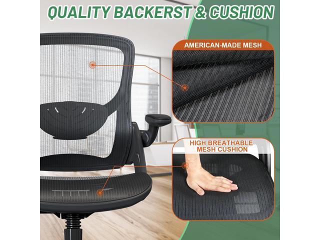 Ergonomic Comfy Mesh Home Office Computer Desk Chair with Height Adjustable Lumbar Support with Flip up Arms for Adult