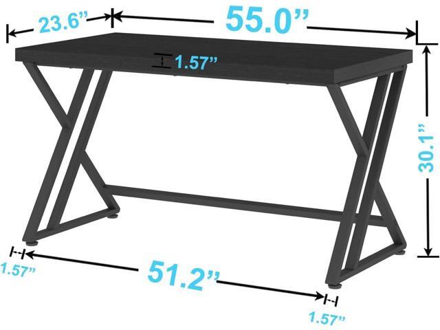 LVB Black Computer Desk, Modern Gaming PC Writing Desk for Home Office, Metal Computer Study Work Table for Bedroom, Industrial Executive Student...