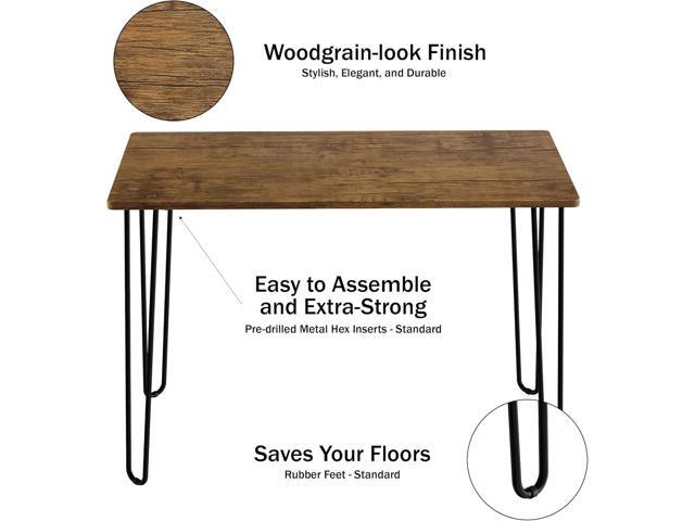 Lavish Home Desk with Hairpin Legs - Modern Industrial Style Home Decor - Woodgrain-Look and Steel Accent Home Office Furniture (Brown)