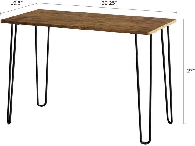 Lavish Home Desk with Hairpin Legs - Modern Industrial Style Home Decor - Woodgrain-Look and Steel Accent Home Office Furniture (Brown)