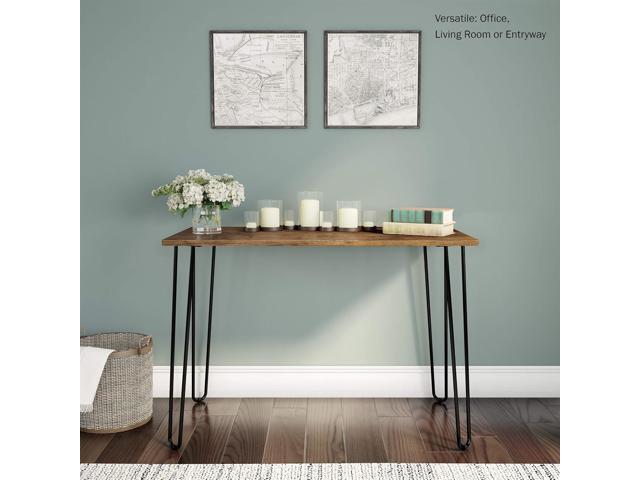 Lavish Home Desk with Hairpin Legs - Modern Industrial Style Home Decor - Woodgrain-Look and Steel Accent Home Office Furniture (Brown)