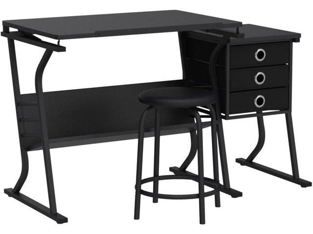 Topeakmart Height Adjustable Drafting Table Art Craft Desk Work Station Hobby Design Studio Tiltable Tabletop Drawing Desk with Stool & Storage...