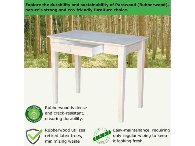 International Concepts 30' H Writing Table With Drawer Home Reception School Desk/Office Furniture, Eco-Friendly/Solid/Sturdy Parawood, Paint/Stain...