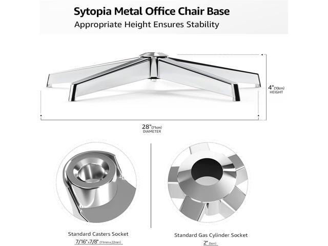 Sytopia Office Chair Base, 28'' Desk Chair Base Replacement with Reinforced Metal Legs (2300Lbs), Chair Bottom Part for Most Chairs, Universal Gas...