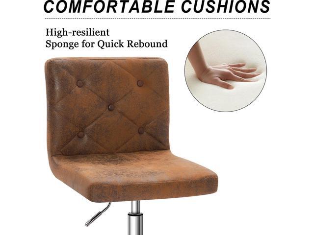 VECELO PU Leather Mid-Back Armless Desk Chair Adjustable Height 360° Rolling Swivel for Home Office Work, Dark Brown