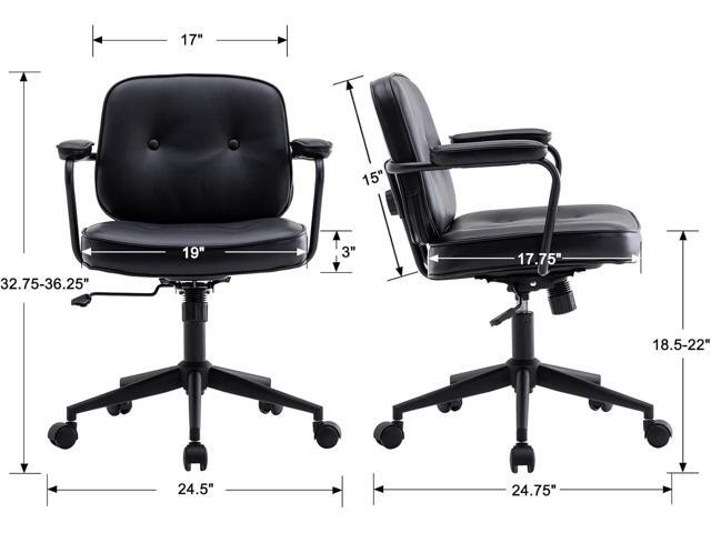 DUOMAY Retro Home Office Computer Desk Chair with Armrest, Modern PU Leather Mid Back Swivel Task Chair Rolling Adjustable Office Guest Chair for...
