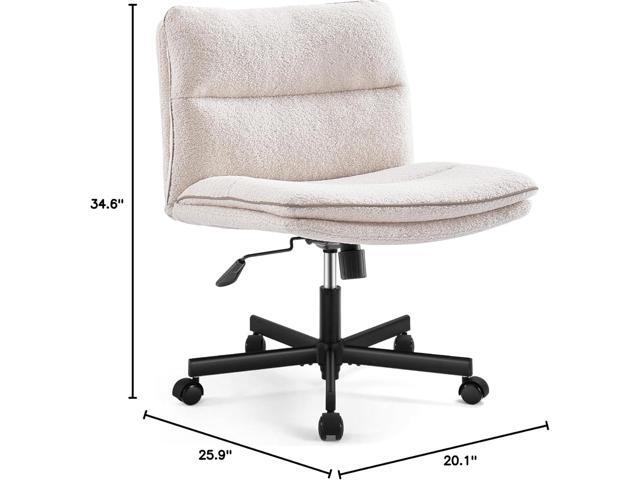 EMIAH Armless Office Desk Chair with Wheels Faux Fur Vanity Mid-Back Ergonomic Home Computer Comfortable Adjustable Swivel Furry Task Chair with...