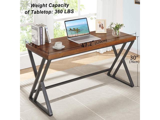 Real Wood Computer Desk, Modern Natural Wood Home Office Desk, Rustic Solid Wood Work Study Writing Desk, Farmhouse Workstation PC Gaming Executive...