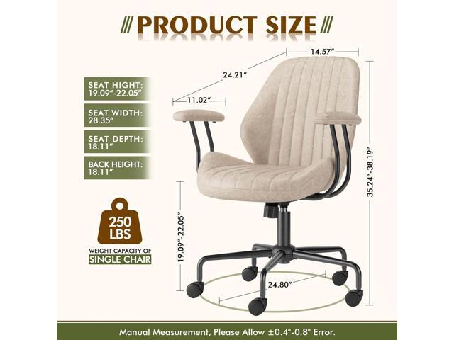 High Back Office Chair,Modern Swivel Office Chair,Brown Suede Fabric Gaming Chair,Height Adjustable Home Office Desk Chair with Lumbar Support