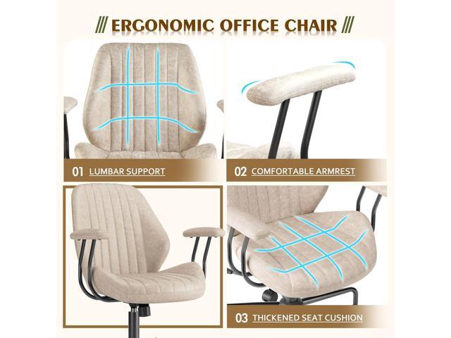 High Back Office Chair,Modern Swivel Office Chair,Brown Suede Fabric Gaming Chair,Height Adjustable Home Office Desk Chair with Lumbar Support