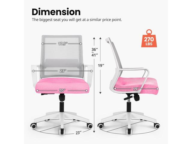 NEO CHAIR Office Desk Chair Ergonomic Mid Back Mesh with Lumbar Support Comfy Cushion Swivel Adjustable Height Gaming Chairs for Home Office (Pink)