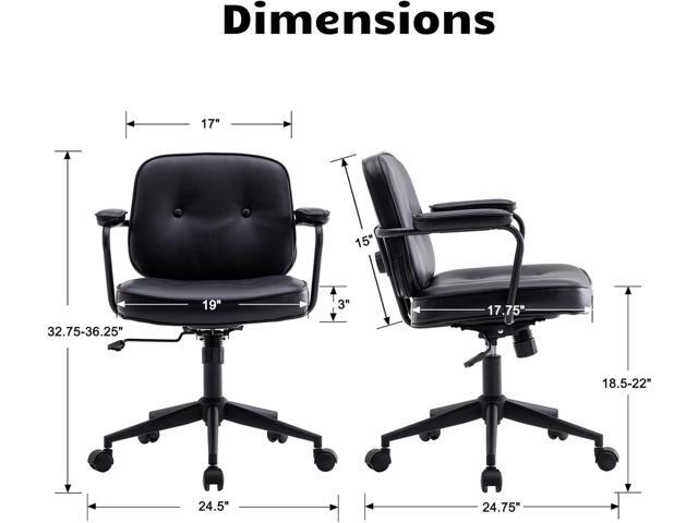 HEAH-YO Modern Armless Desk Chairs Set of 1, Swivel Computer Task Chair with Wheels and Armrests, PU Leather Adjustable Office Chair with Backrest...