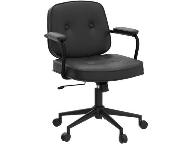 HEAH-YO Modern Armless Desk Chairs Set of 1, Swivel Computer Task Chair with Wheels and Armrests, PU Leather Adjustable Office Chair with Backrest...