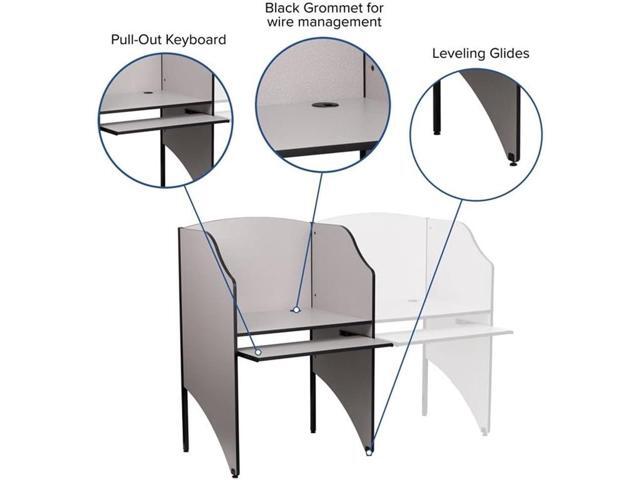 Flash Furniture Kevin Starter Student Study Carrel for Testing Centers and Classrooms, Starter Study Carrel Unit/Private Student Testing Desk, Gray