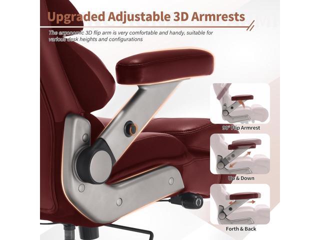 VUZI 700lbs Big and Tall Office Chair-Large Computer Chair with Adjustable Lumbar Support 3D Flip Arms Plus Size Wheels, High Back Executive Desk...