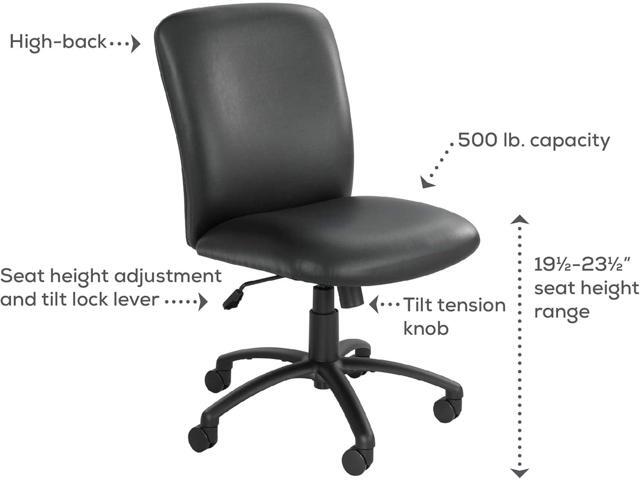 Safco Products High Back Big and Tall Swivel Desk Task Office Chair, 27' W x 30-1/4'D x 40-3/4-44-3/4' H, 500 lbs. Weight Capacity, for...