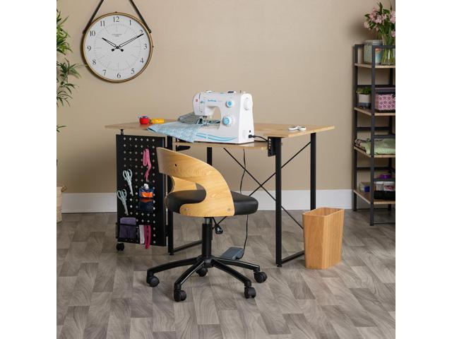 Pivot Sewing Table with Swingout Storage Panel