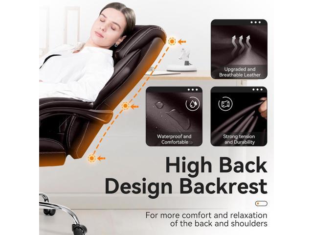 Office Chair, Executive Leather Chair Adjustable High Back, Ergonomic Computer Desk Chair Lumbar Support, Big and Tall Office Chair with Footrest,...