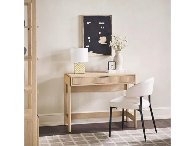 Walker Edison Transitional Office Design, Reeded Drawer Front Detail, Writing Desk with Drawer, Spacious Desktop, Complementary in Living Spaces,...