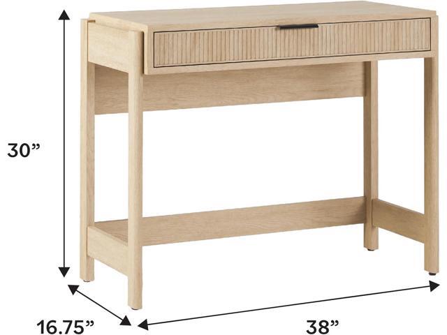 Walker Edison Transitional Office Design, Reeded Drawer Front Detail, Writing Desk with Drawer, Spacious Desktop, Complementary in Living Spaces,...