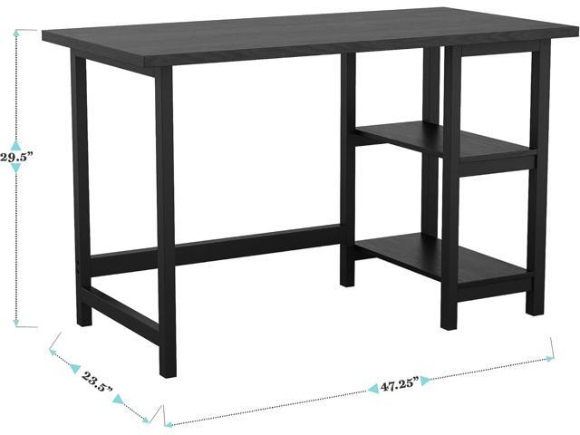 Martha Stewart Beckett Modern Trestle Desk with Open Side Shelving in Black Wood Grain Finish