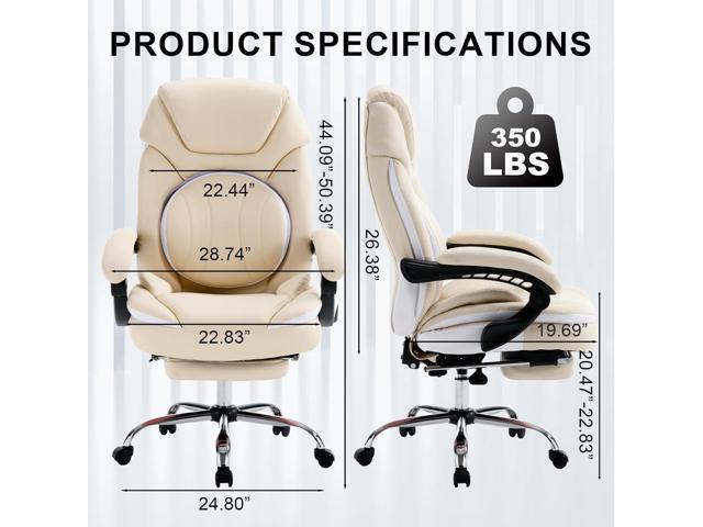 350lbs Ergonomic Reclining Executive Office Chairs with Footrest Back Support for Women Wide Seat Comfortable Padded Recliner Desk Chairs...