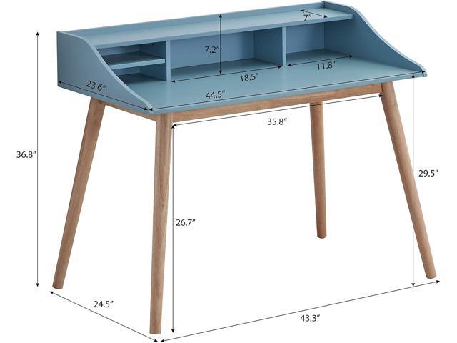 Roundhill Furniture Roskilde Storage Wood Office Desk, Blue