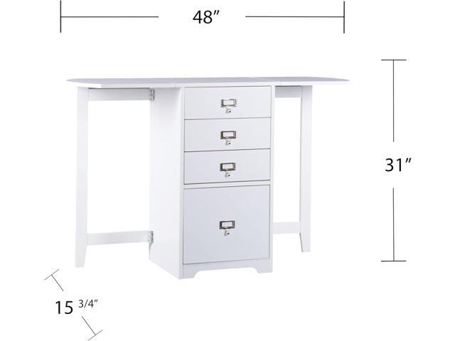 SEI Furniture Fold-Out Organizer Convertible Desktop Craft Desk, White