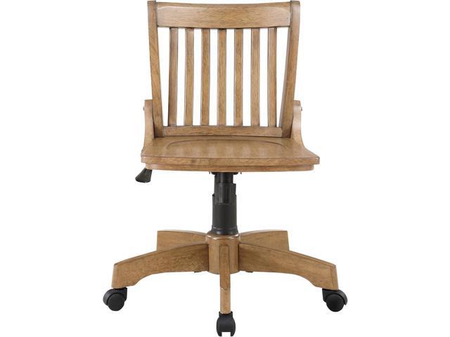 OSP Home Furnishings Deluxe Armless Wood Banker's Desk Chair with Adjustable Height, Locking Tilt, and Heavy Duty Base, Fruitwood