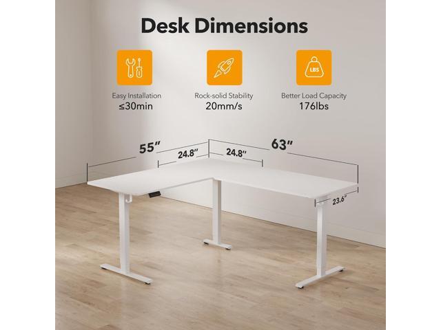 Cubiker 63' L-Shaped Standing Desk - Adjustable Corner Standing Desk L Shape with Splice Board, White