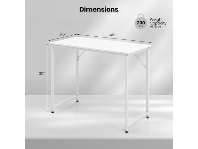 Tangkula White Computer Desk, Small Study Writing Desk with Sturdy Metal Frame, Modern Simple Laptop Desk for Home Office, Easy Assembly