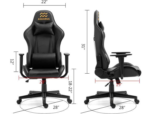 Modern-Depo Aquarius Zodiac Gaming Chair with Ergonomic Design, Adjustable Swivel Recliner, 330 lbs Load Capacity, Black