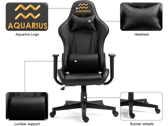 Modern-Depo Aquarius Zodiac Gaming Chair with Ergonomic Design, Adjustable Swivel Recliner, 330 lbs Load Capacity, Black