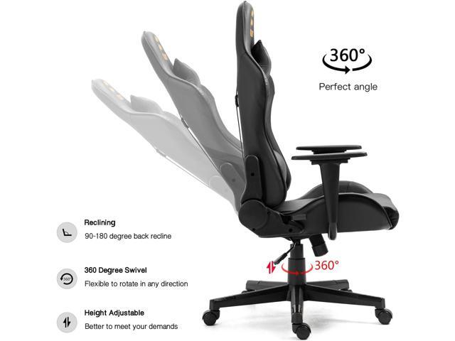 Modern-Depo Aquarius Zodiac Gaming Chair with Ergonomic Design, Adjustable Swivel Recliner, 330 lbs Load Capacity, Black